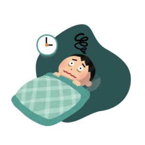 Jongen met insomnia ligt wakker